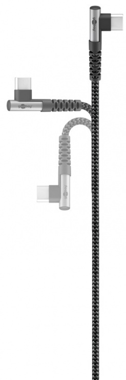 Imagine Cablu USB 2.0 type C la USB type C unghi 90 grade 60W T-T 2m, Goobay G64660