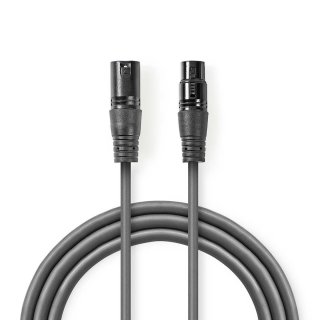Cablu prelungitor XLR 3 pini balansat T-M 1m, Nedis COTH15010GY10